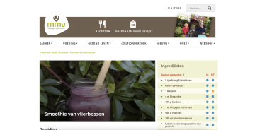 Screenshot recept smoothy met vlierbessen