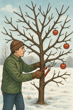 Wintersnoei bij appelboom